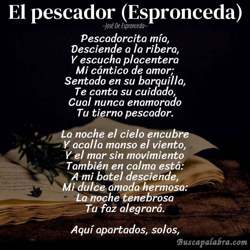 Poema El pescador (Espronceda) de José de Espronceda con fondo de libro