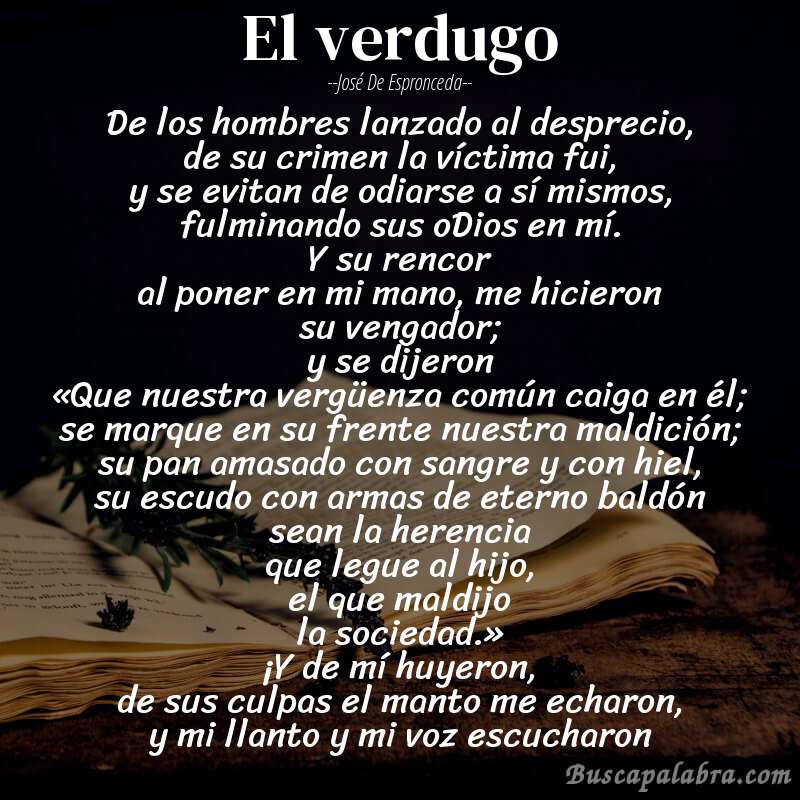 Poema El verdugo de José de Espronceda con fondo de libro