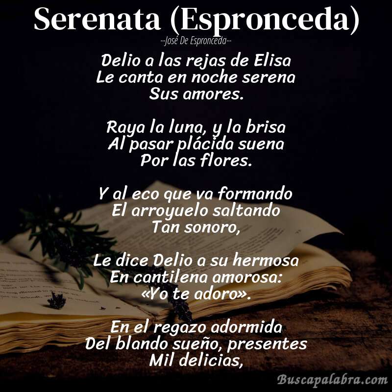 Poema Serenata (Espronceda) de José de Espronceda con fondo de libro
