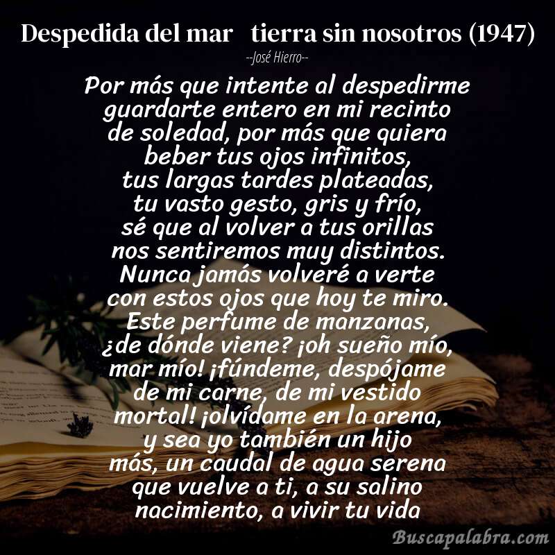 Poema despedida del mar   tierra sin nosotros (1947) de José Hierro con fondo de libro