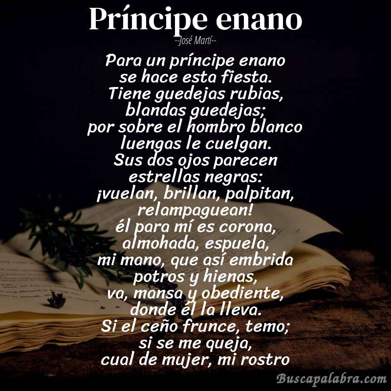 Poema príncipe enano de José Martí con fondo de libro