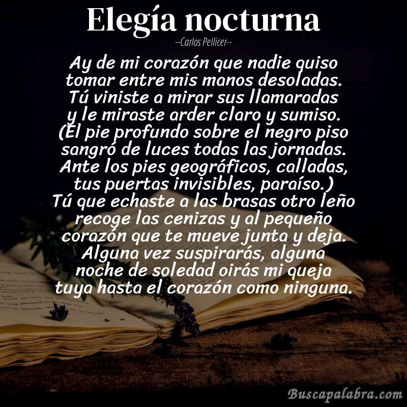Poema elegía nocturna de Carlos Pellicer con fondo de libro