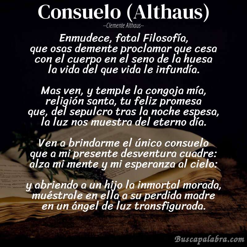 Poema Consuelo (Althaus) de Clemente Althaus con fondo de libro