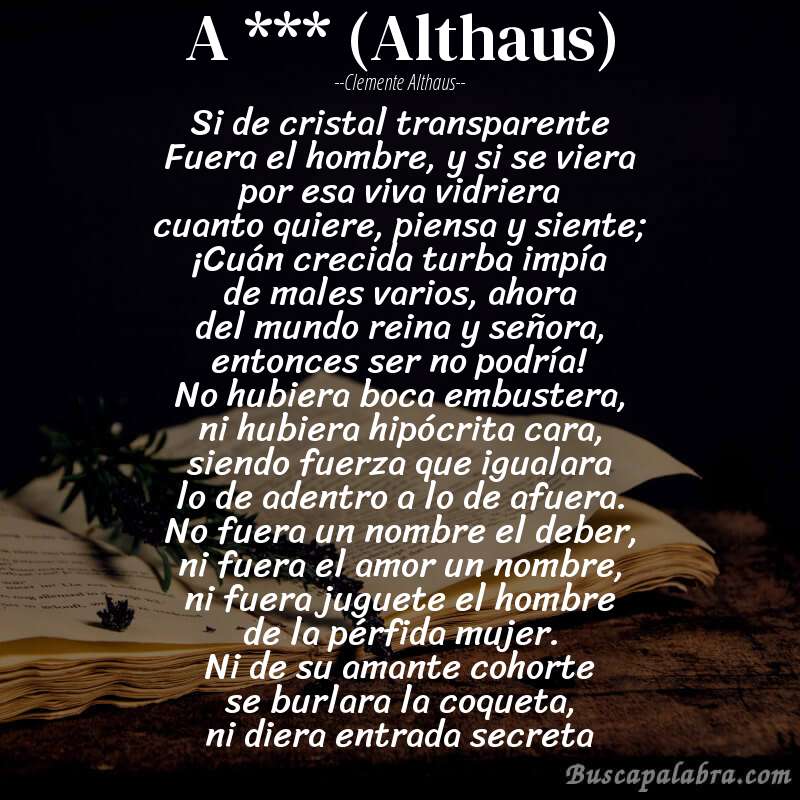 Poema A *** (Althaus) de Clemente Althaus con fondo de libro