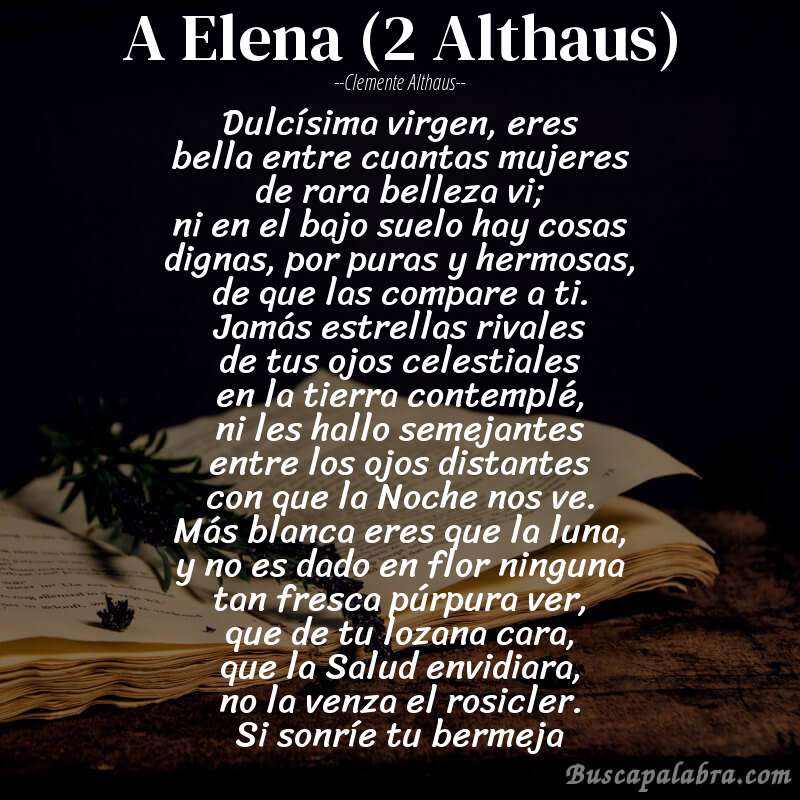 Poema A Elena (2 Althaus) de Clemente Althaus con fondo de libro