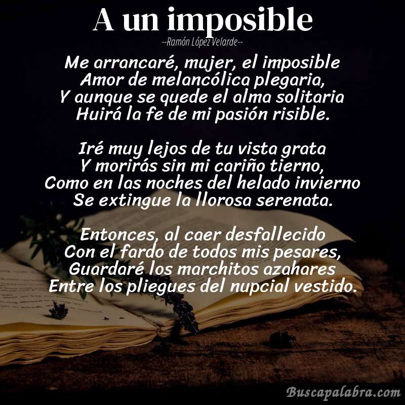 Poema A un imposible de Ramón López Velarde con fondo de libro