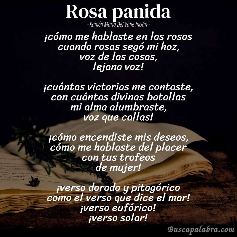 Poema rosa panida de Ramón María del Valle Inclán con fondo de libro