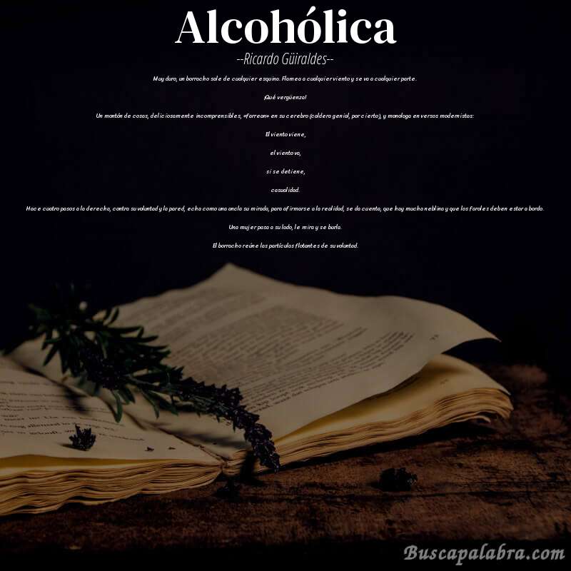 Poema Alcohólica de Ricardo Güiraldes con fondo de libro