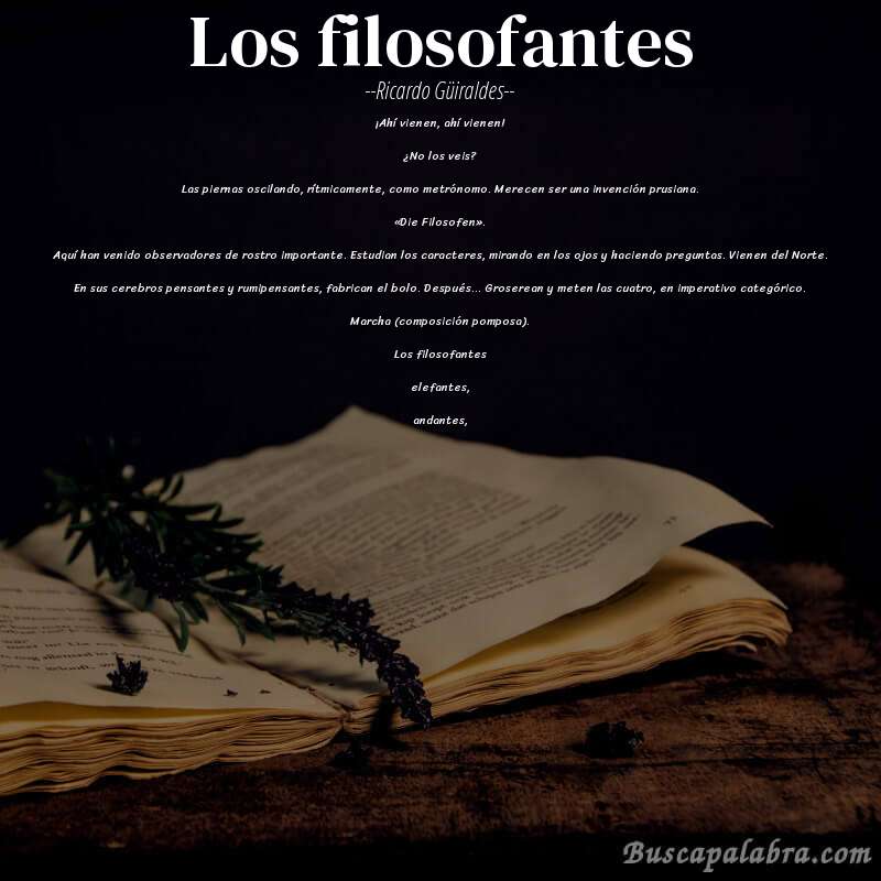 Poema Los filosofantes de Ricardo Güiraldes con fondo de libro