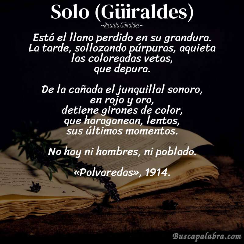 Poema Solo (Güiraldes) de Ricardo Güiraldes con fondo de libro