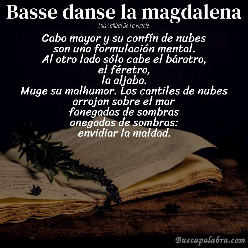 Poema basse danse la magdalena de Luis Cañizal de la Fuente con fondo de libro
