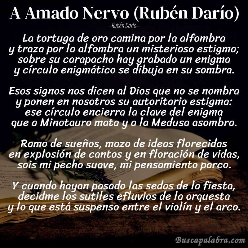 Poema A Amado Nervo (Rubén Darío) de Rubén Darío con fondo de libro