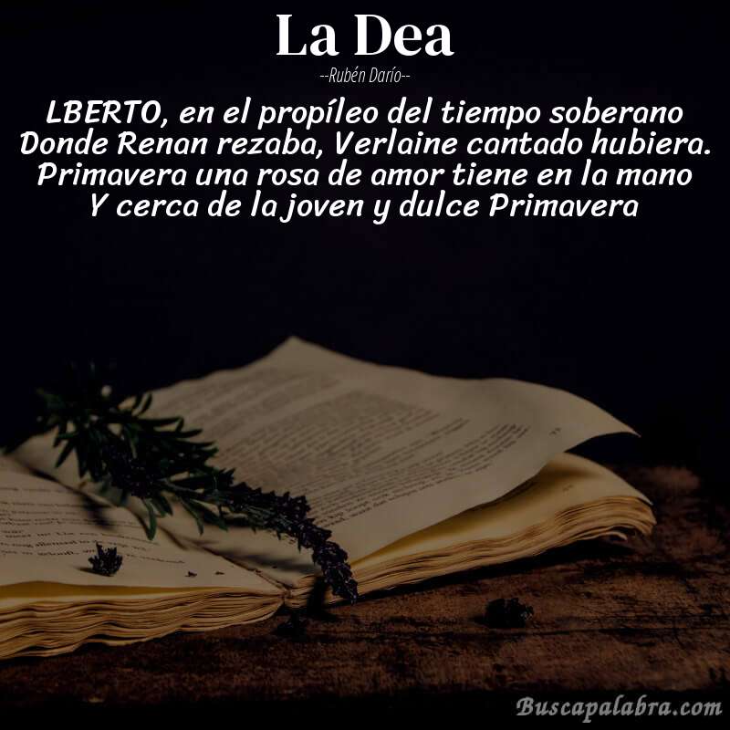 Poema La Dea de Rubén Darío con fondo de libro
