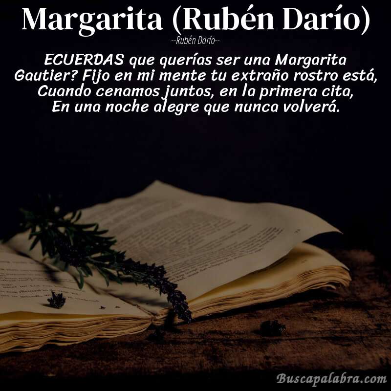 Poema Margarita (Rubén Darío) de Rubén Darío con fondo de libro