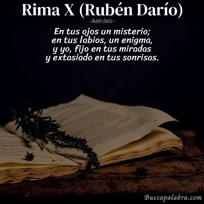 Poema Rima X (Rubén Darío) de Rubén Darío con fondo de libro