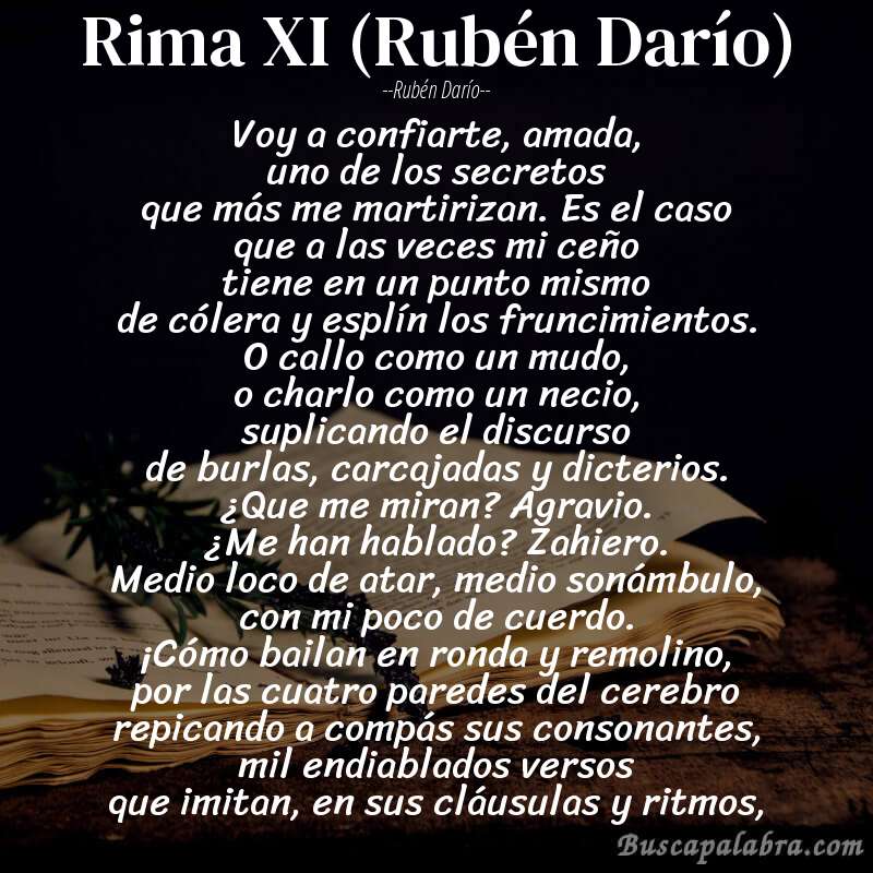 Poema Rima XI (Rubén Darío) de Rubén Darío con fondo de libro
