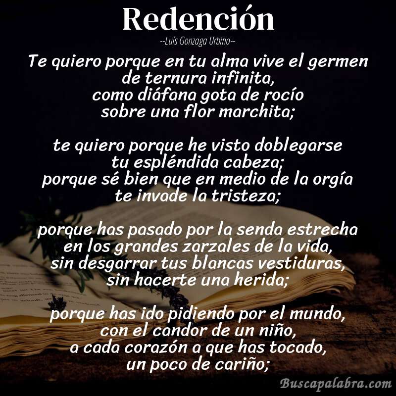 Poema redención de Luis Gonzaga Urbina con fondo de libro