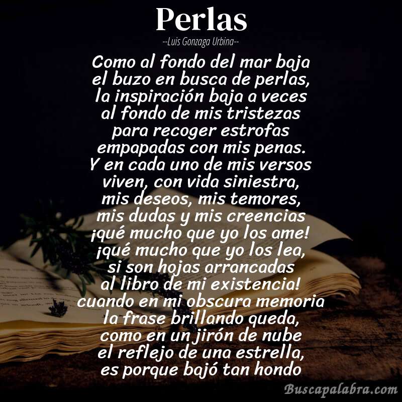 Poema perlas de Luis Gonzaga Urbina con fondo de libro