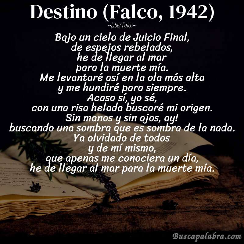 Poema Destino (Falco, 1942) de Líber Falco con fondo de libro