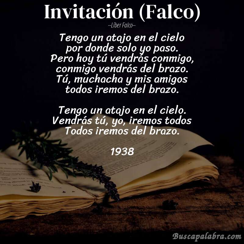 Poema Invitación (Falco) de Líber Falco con fondo de libro