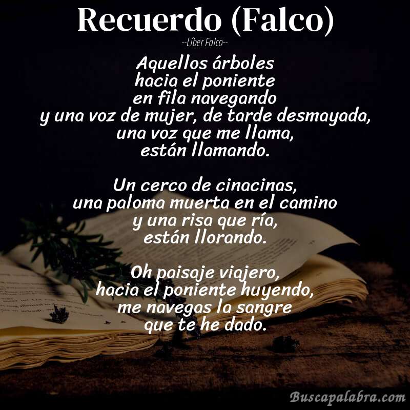 Poema Recuerdo (Falco) de Líber Falco con fondo de libro