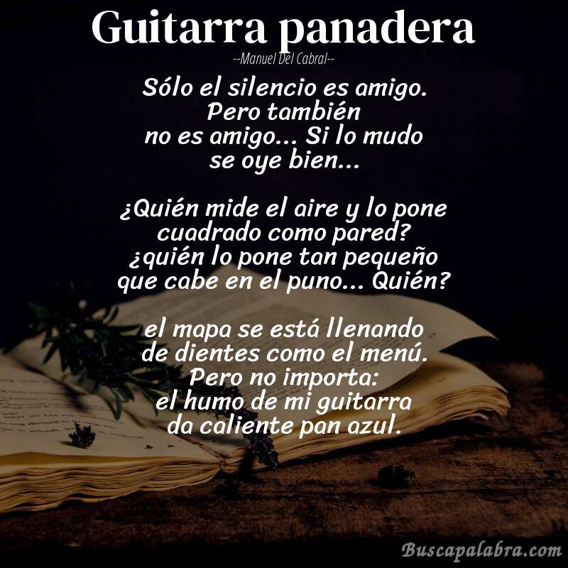 Poema guitarra panadera de Manuel del Cabral con fondo de libro