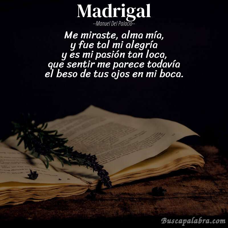 Poema Madrigal de Manuel del Palacio con fondo de libro