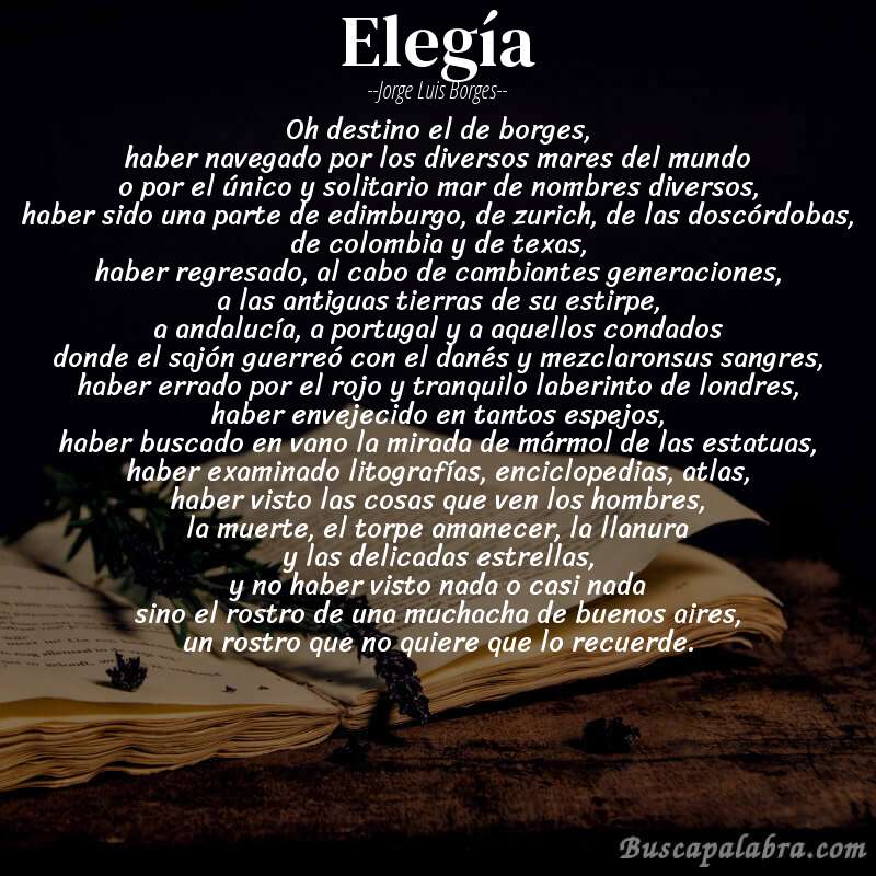 Poema elegía de Jorge Luis Borges con fondo de libro