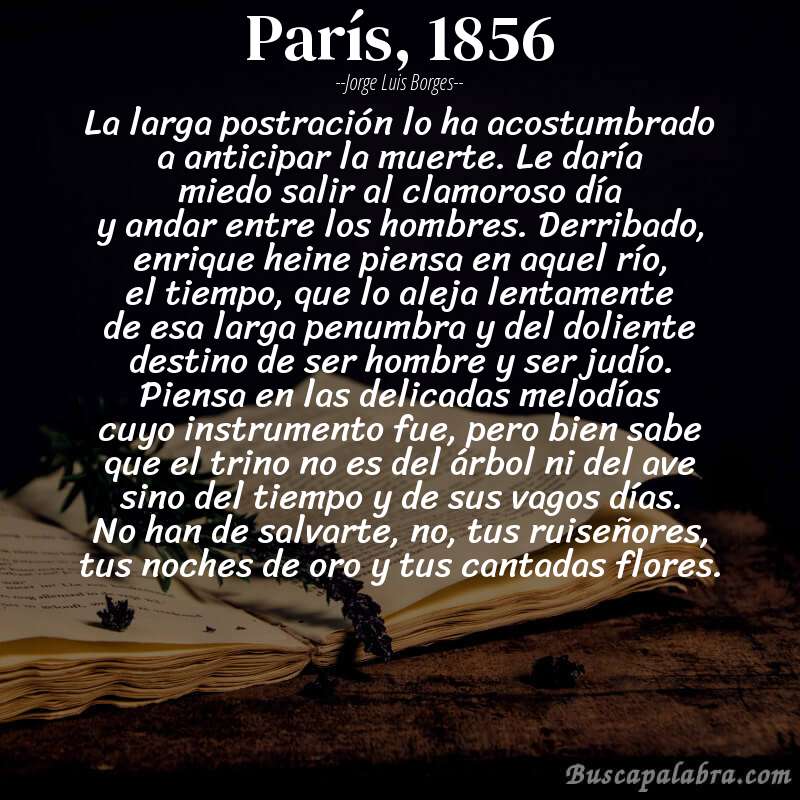 Poema parís, 1856 de Jorge Luis Borges con fondo de libro