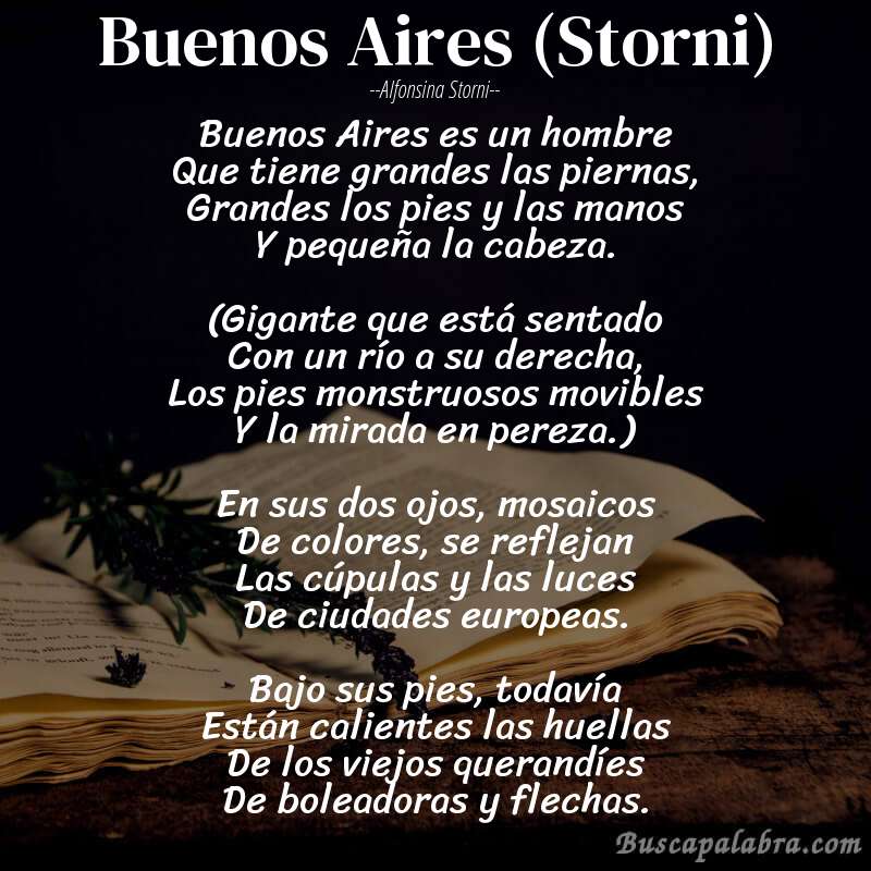 Poema Buenos Aires (Storni) de Alfonsina Storni con fondo de libro