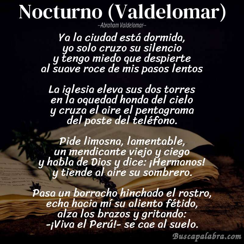 Poema Nocturno (Valdelomar) de Abraham Valdelomar con fondo de libro