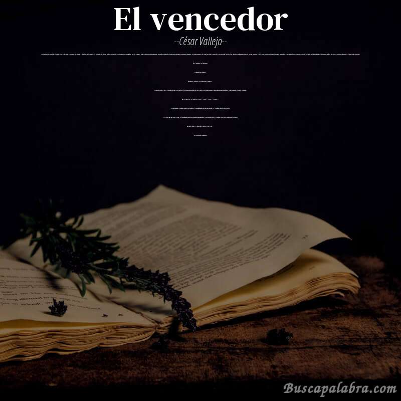 Poema El vencedor de César Vallejo con fondo de libro