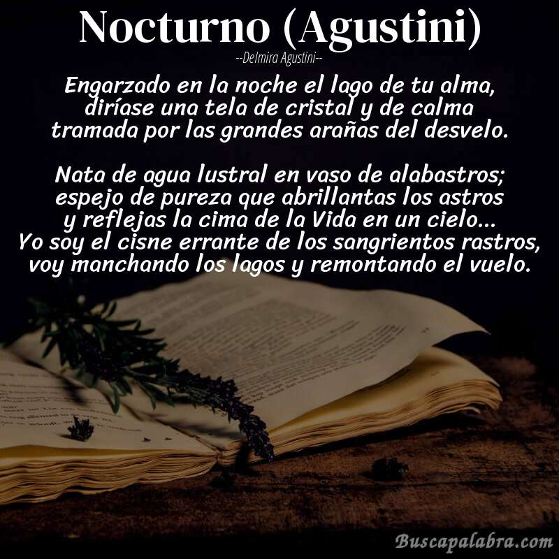 Poema Nocturno (Agustini) de Delmira Agustini con fondo de libro