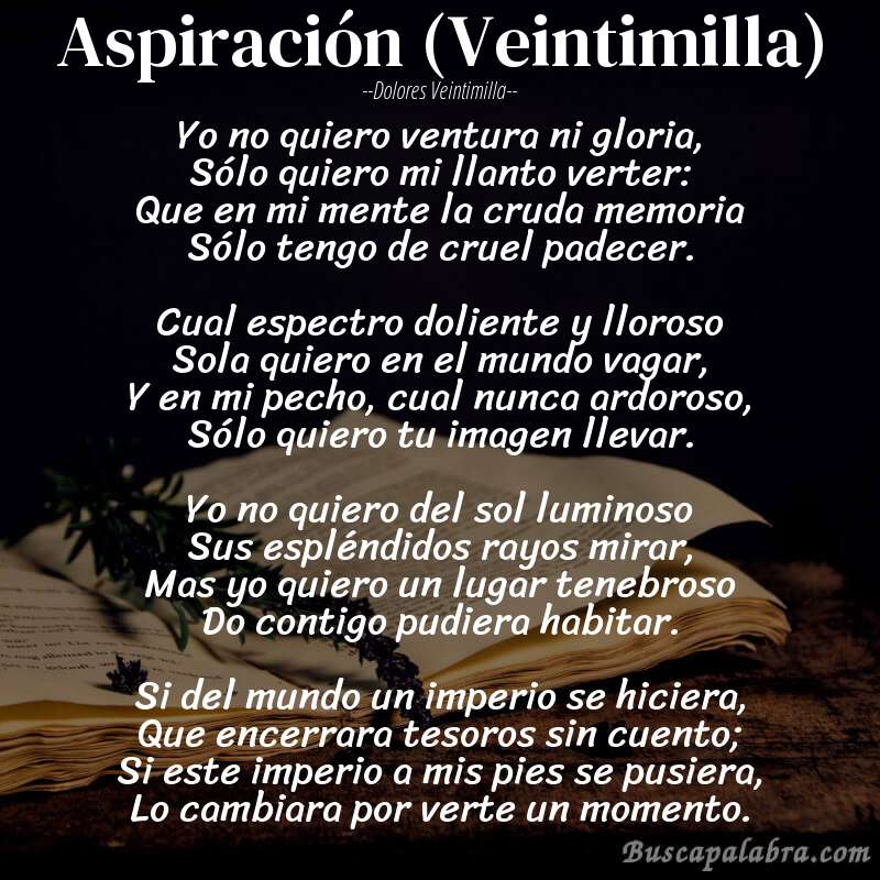 Poema Aspiración (Veintimilla) de Dolores Veintimilla con fondo de libro