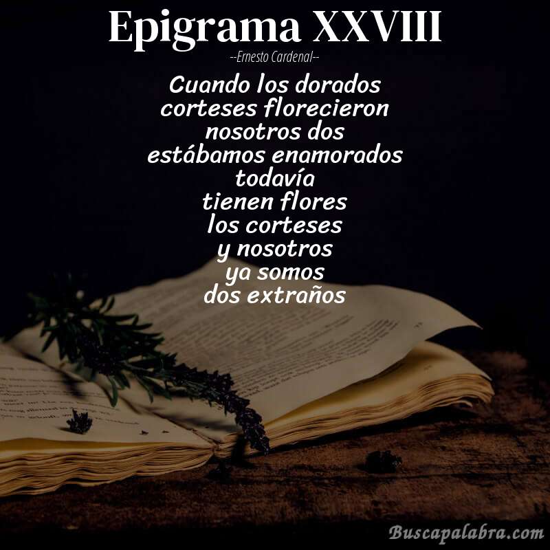 Poema epigrama XXVIII de Ernesto Cardenal con fondo de libro