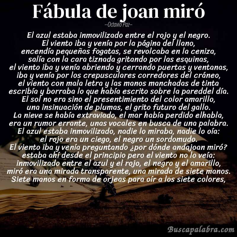 Poema Fábula de joan miró de Octavio Paz Análisis del poema