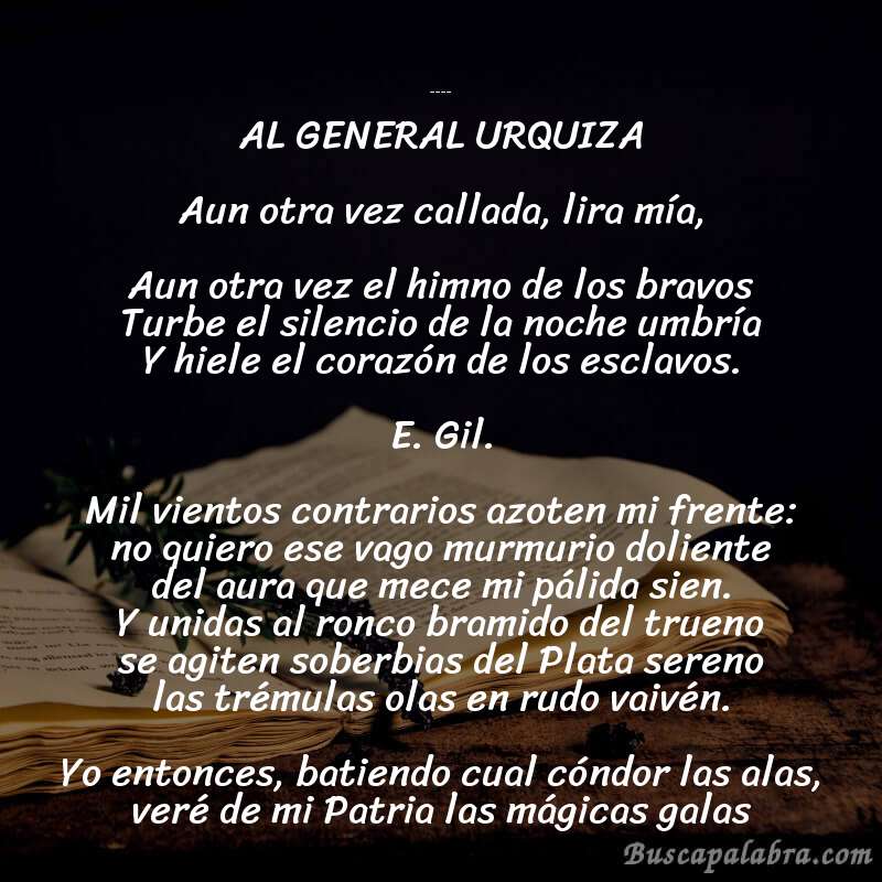 Poema Mi patria de Olegario Víctor Andrade con fondo de libro