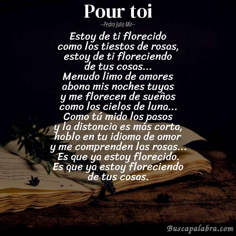 Poema pour toi de Pedro Julio Mir con fondo de libro