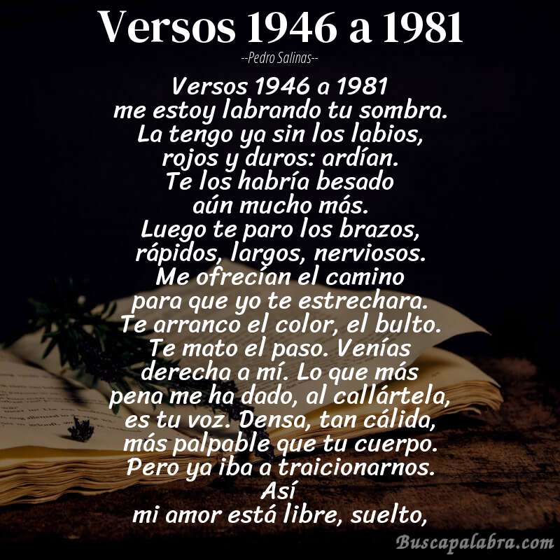 Poema versos 1946 a 1981 de Pedro Salinas con fondo de libro