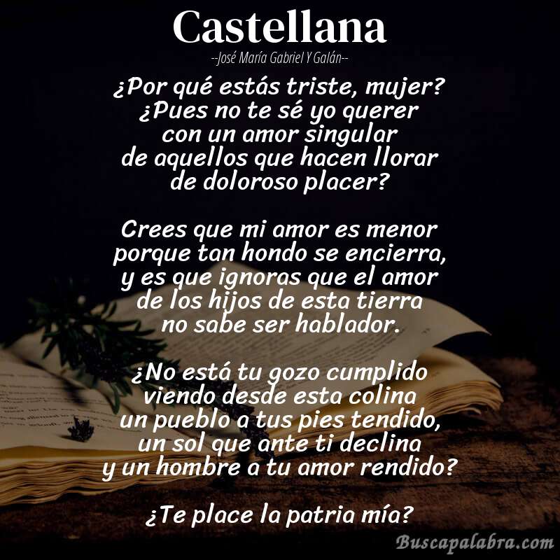 Poema Castellana de José María Gabriel y Galán con fondo de libro