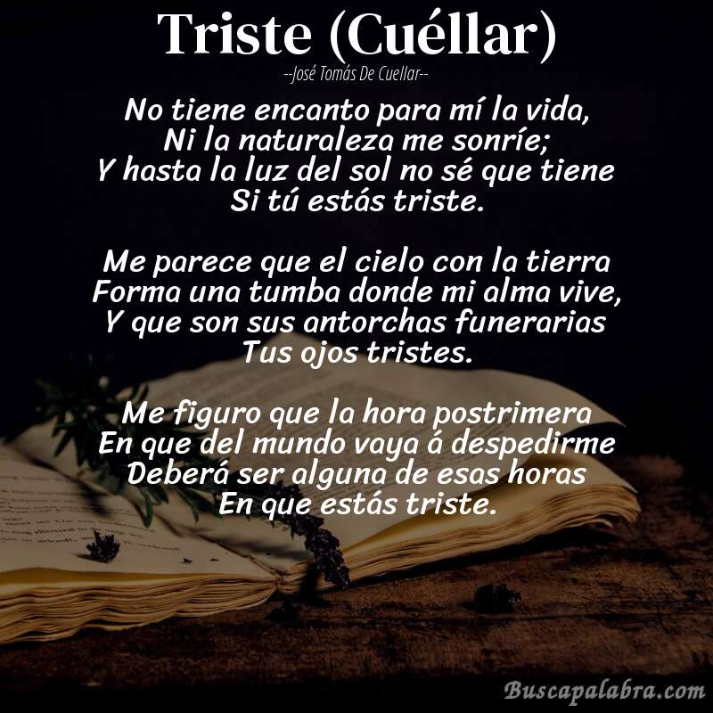 Poema Triste (Cuéllar) de José Tomás de Cuellar con fondo de libro