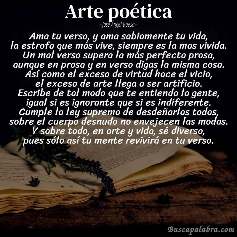 Poema arte poética de José Ángel Buesa con fondo de libro