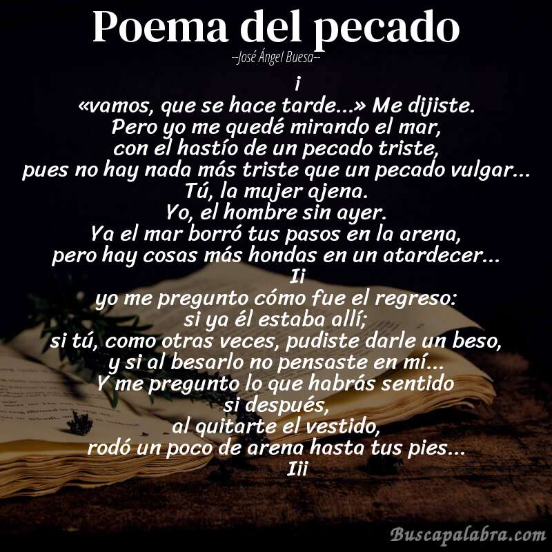 Poema poema del pecado de José Ángel Buesa con fondo de libro