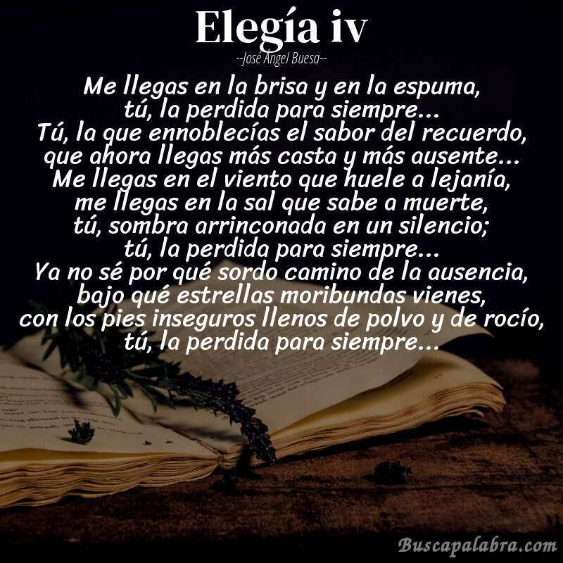 Poema elegía iv de José Ángel Buesa con fondo de libro