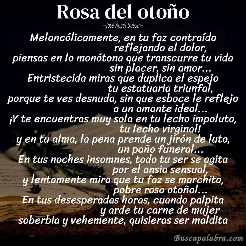 Poema rosa del otoño de José Ángel Buesa con fondo de libro