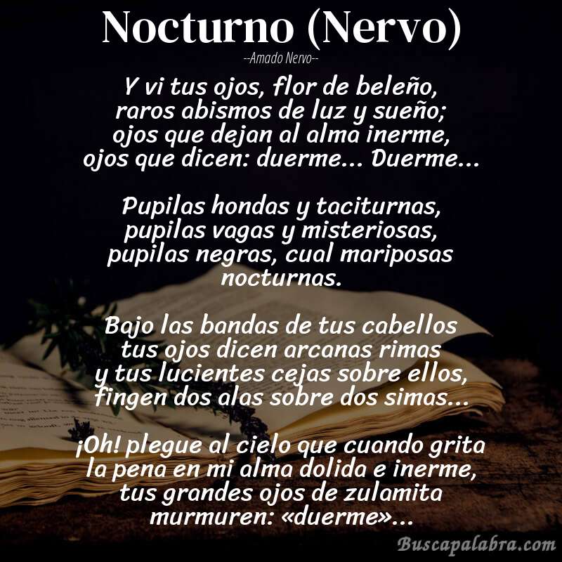 Poema Nocturno (Nervo) de Amado Nervo con fondo de libro