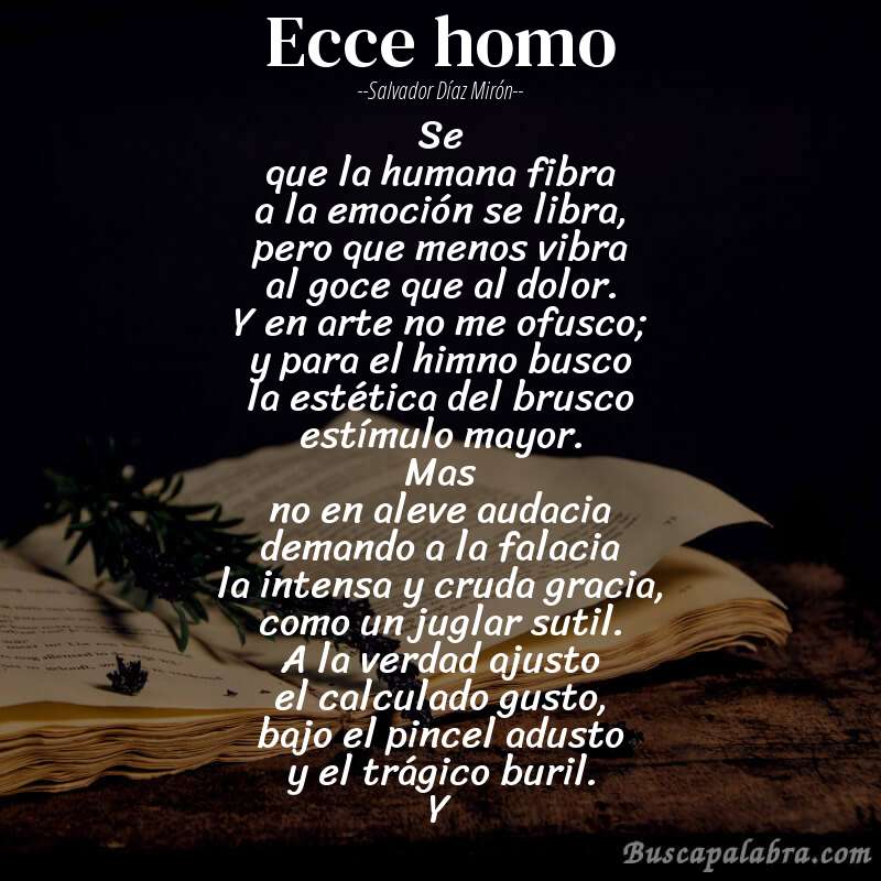 Poema ecce homo de Salvador Díaz Mirón con fondo de libro