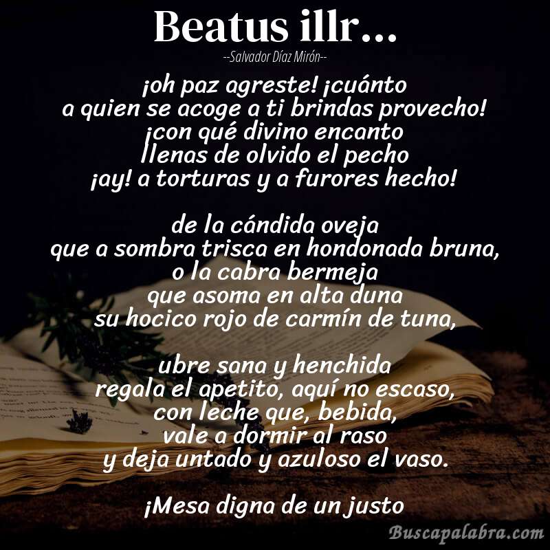 Poema beatus illr... de Salvador Díaz Mirón con fondo de libro