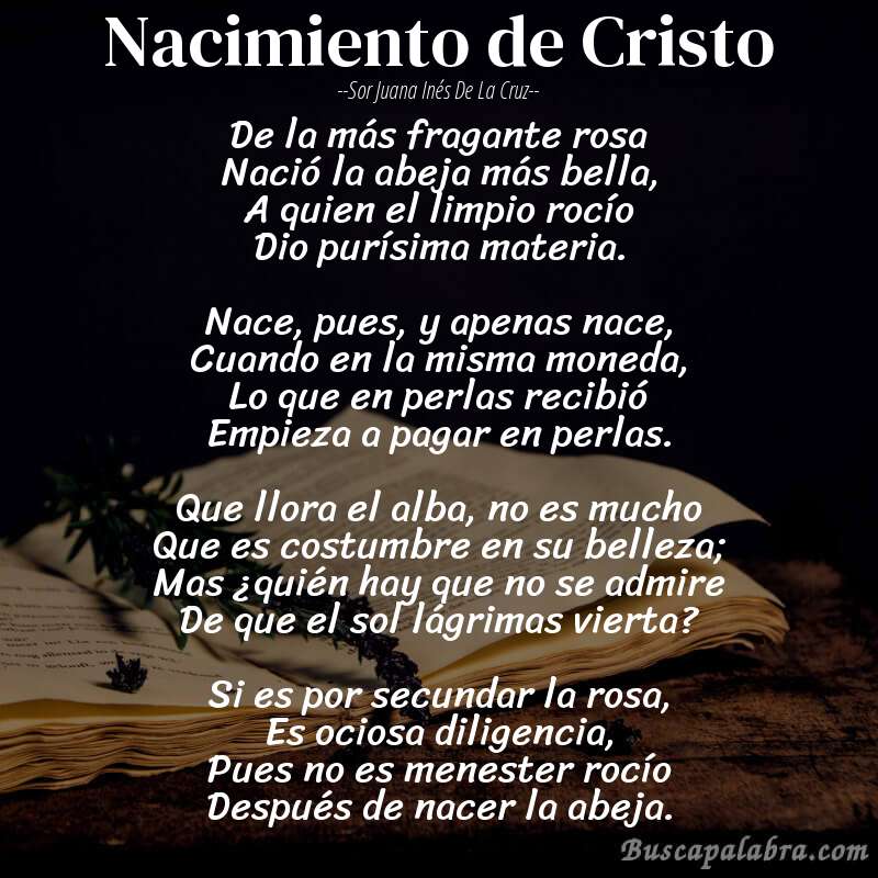 Poema Nacimiento de Cristo de Sor Juana Inés de la Cruz con fondo de libro