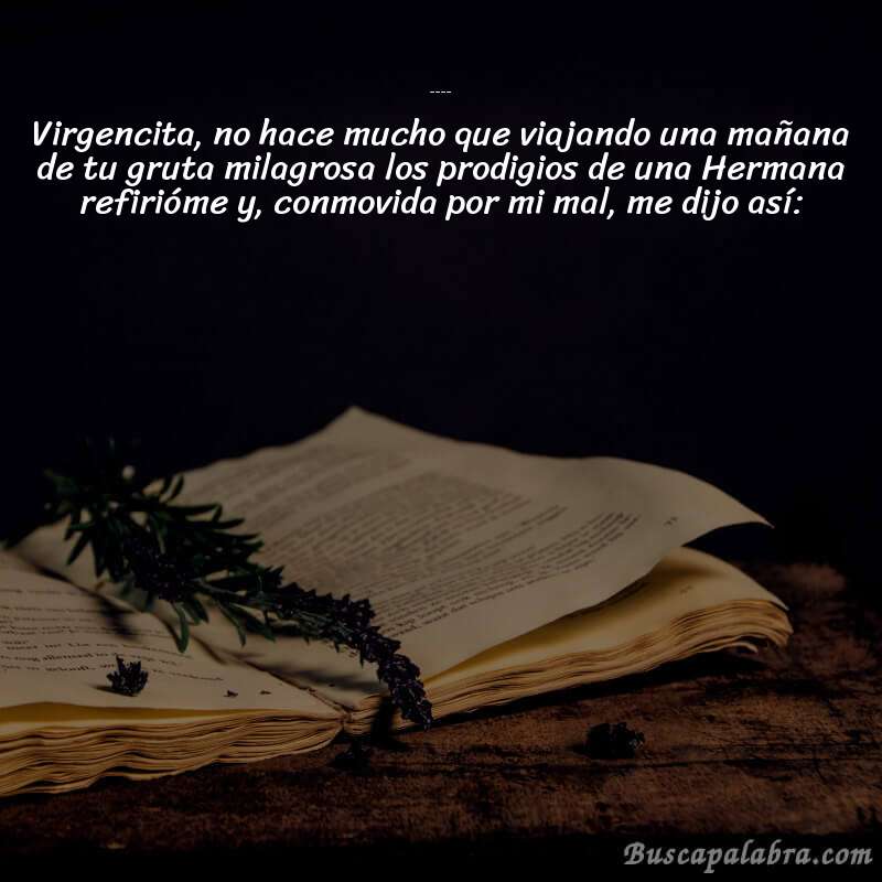 Poema Virgencita de Vicenta Castro Cambón con fondo de libro